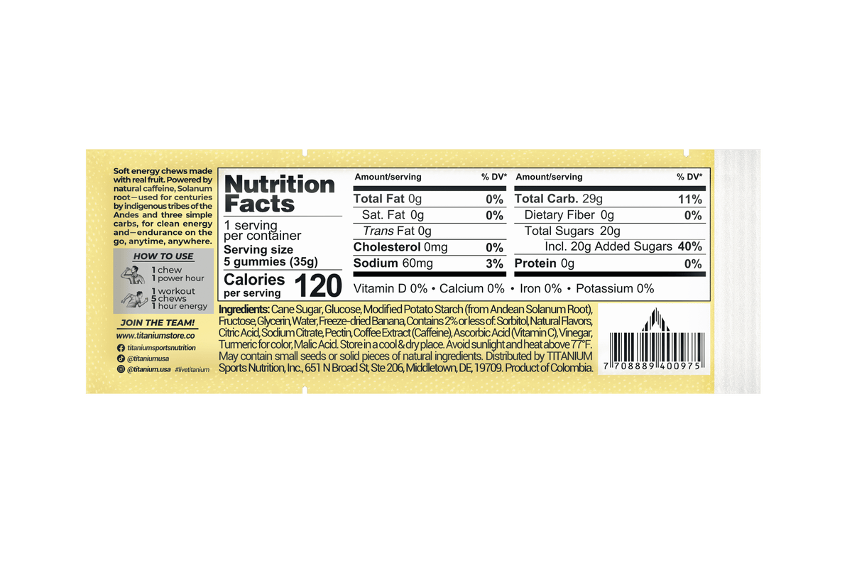 Soft Energy Chews, Banana Latte (+75mg Caffeine)