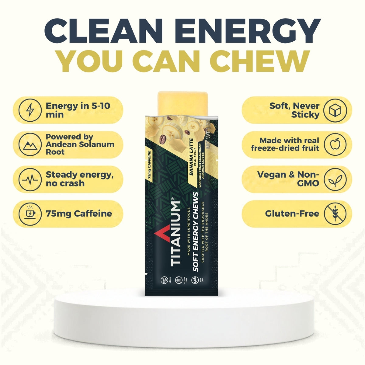 Soft Energy Chews, Banana Latte (+75mg Caffeine)