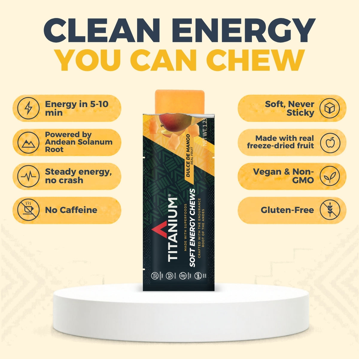Mango energy chews benefits: steady energy, no crash, real fruit